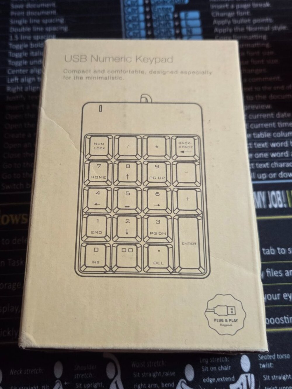 USB Numeric Keypad Wired Number Pad Big Print Keys Plug & Play New in Box
